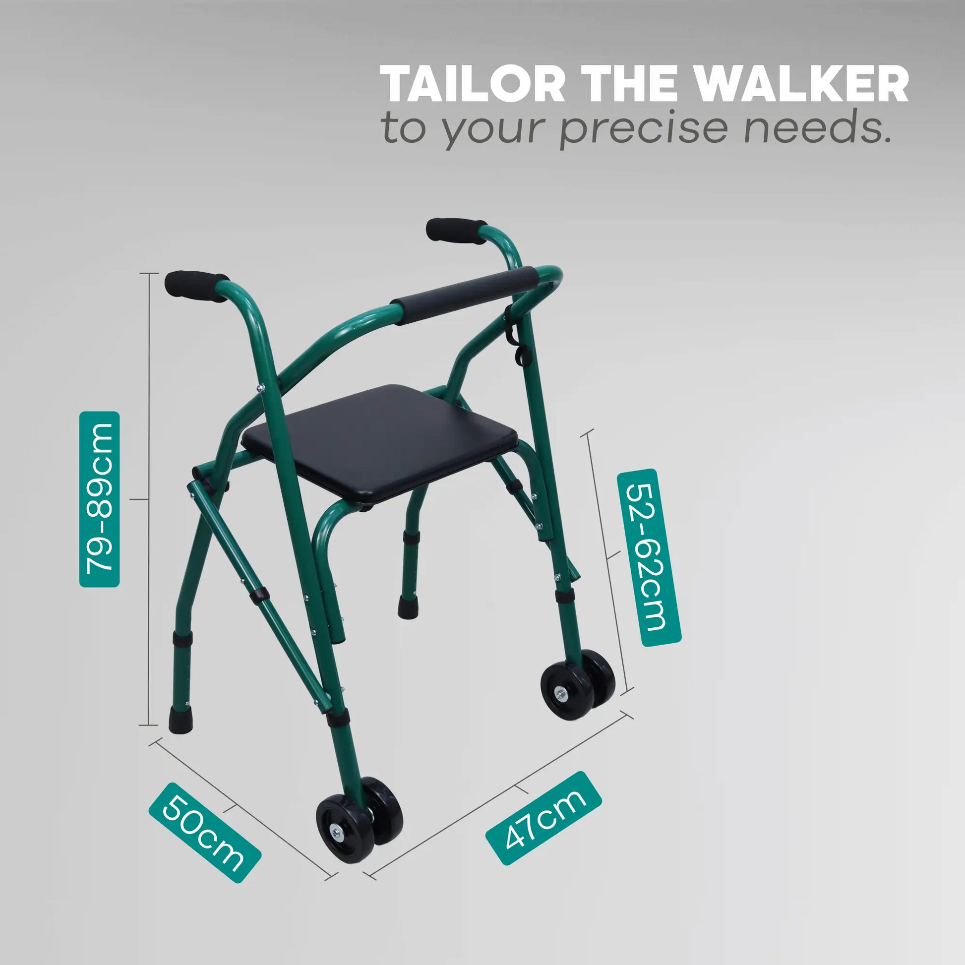 Adjustable Folding Walker with Front Wheels & Cushion Seat Arrex M10