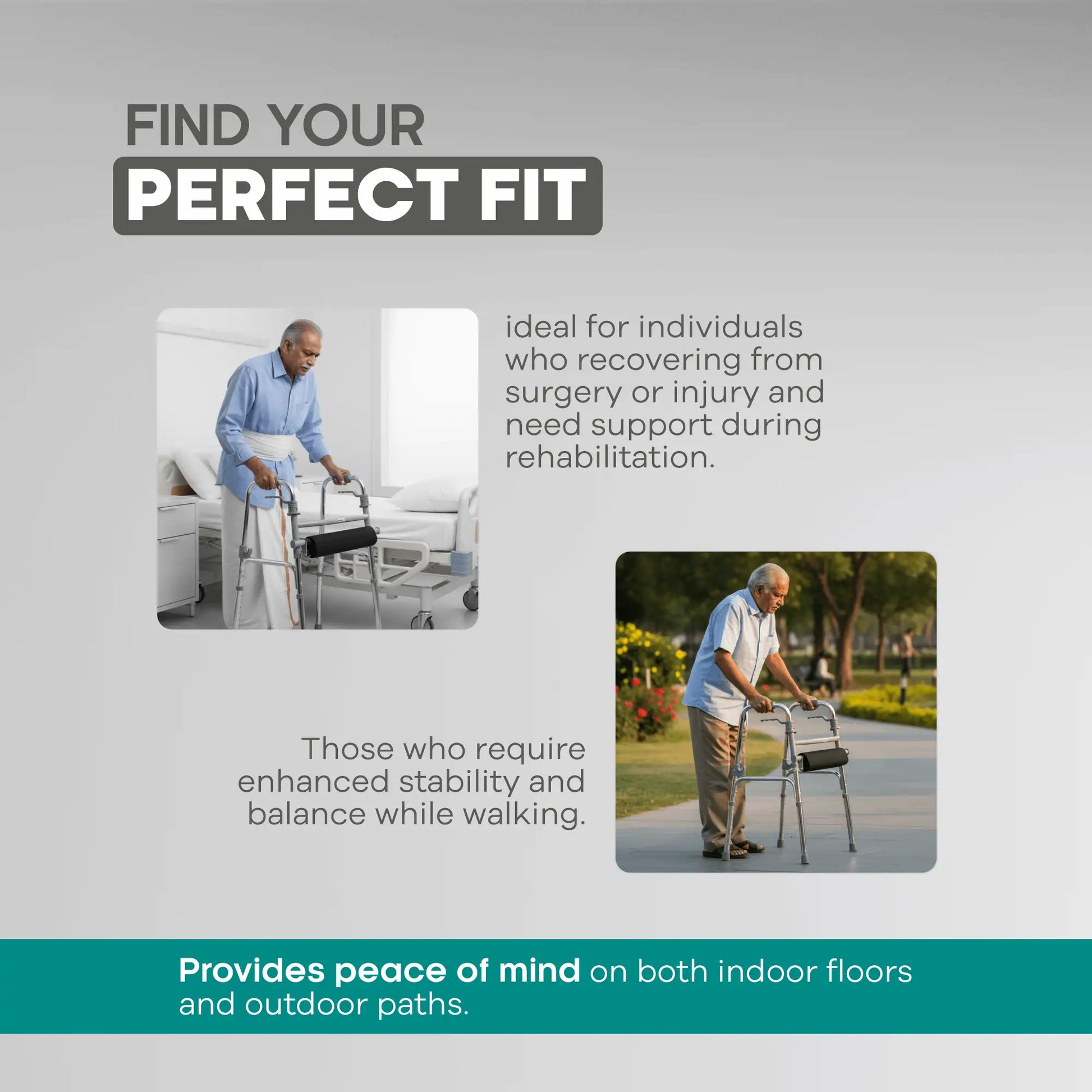 Adjustable Folding Walker with Strong Cloth Seat for Adults Arrex M20