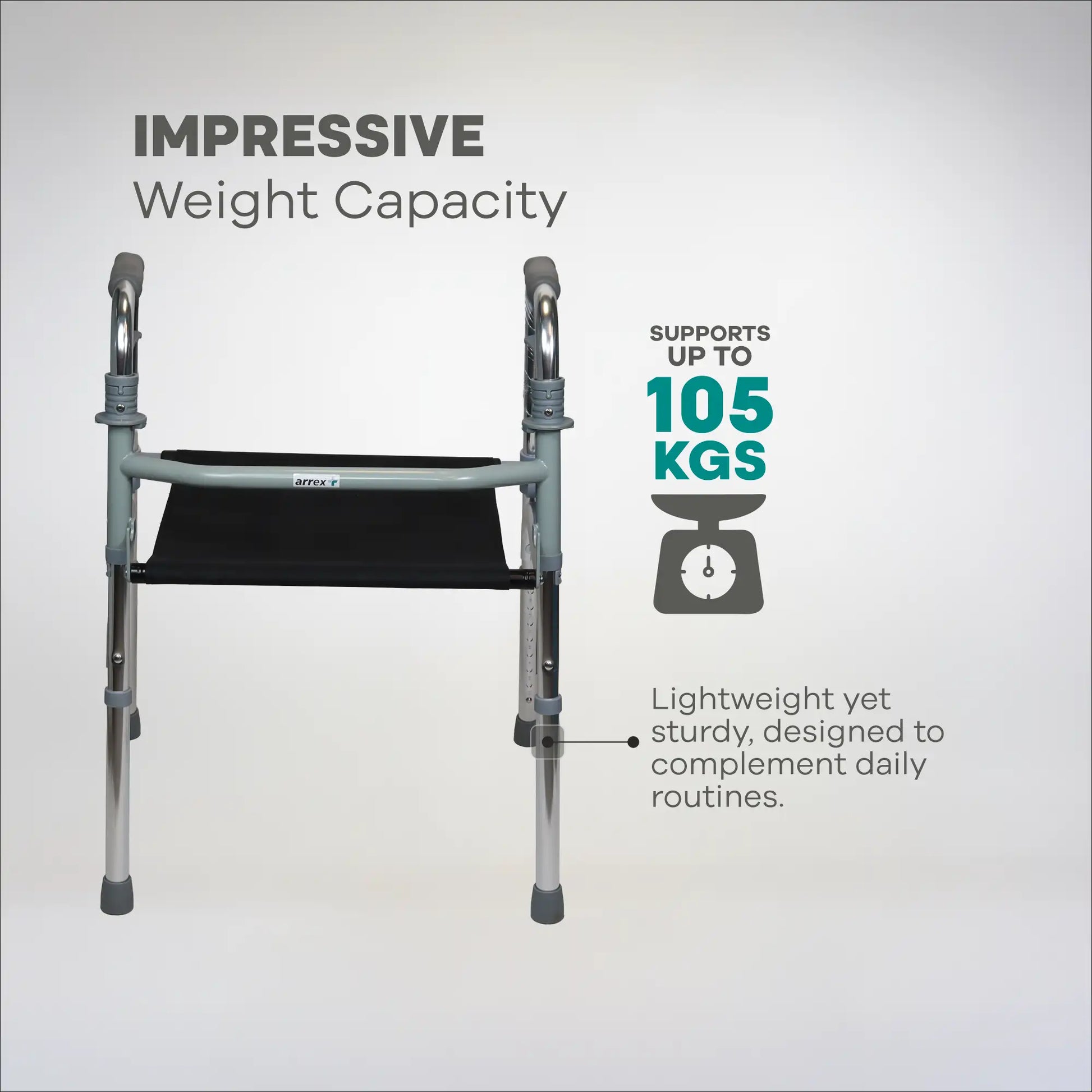 Adjustable Folding Walker with Strong Cloth Seat for Adults Arrex M20