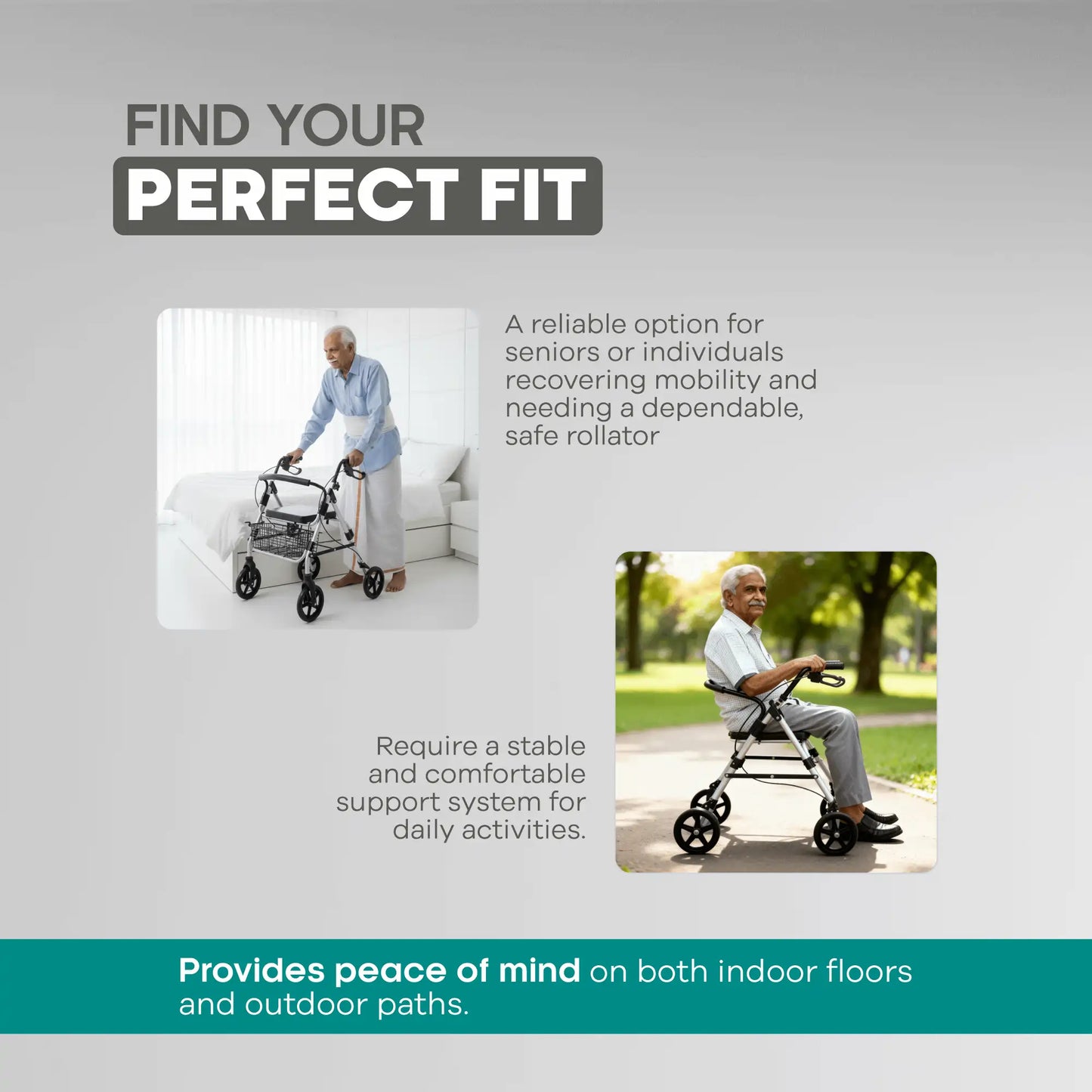 Arrex MR50 rollator - brakes with lock, mag wheels, back support, cushion seat