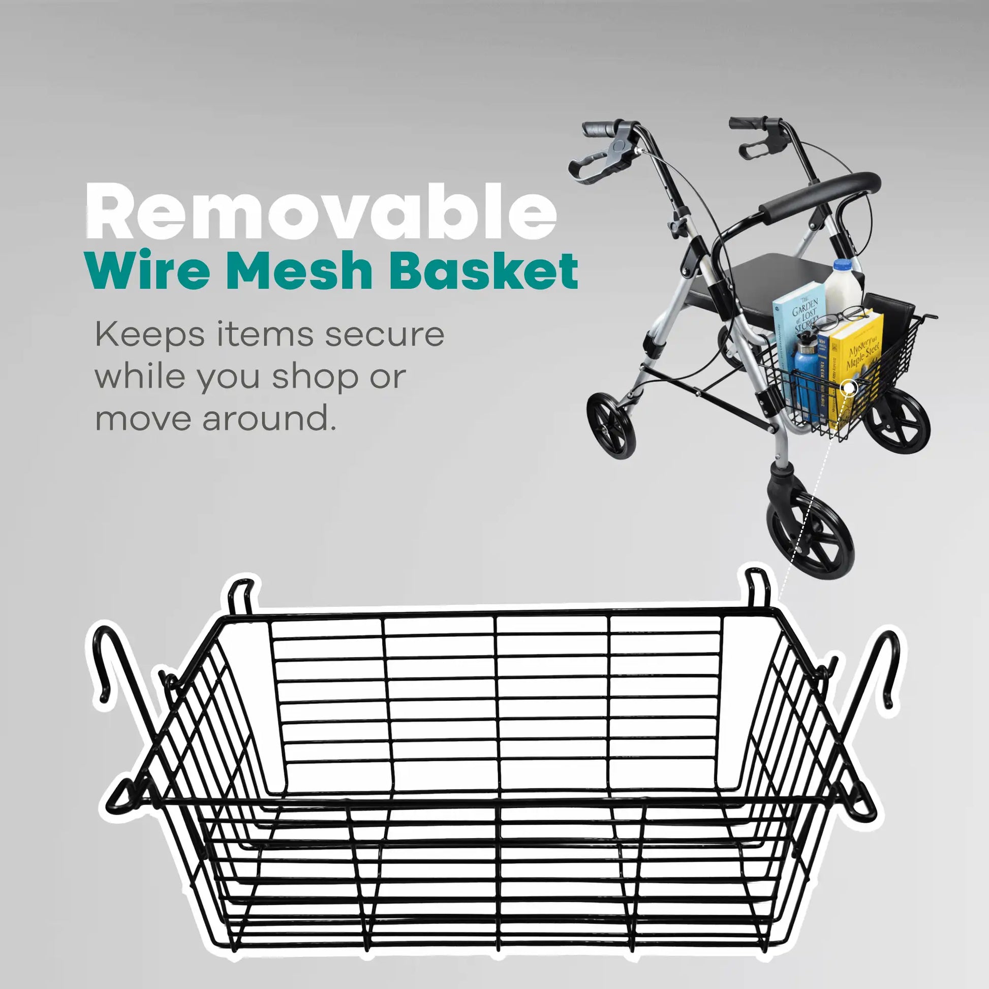 Arrex MR50 rollator - brakes with lock, mag wheels, back support, cushion seat