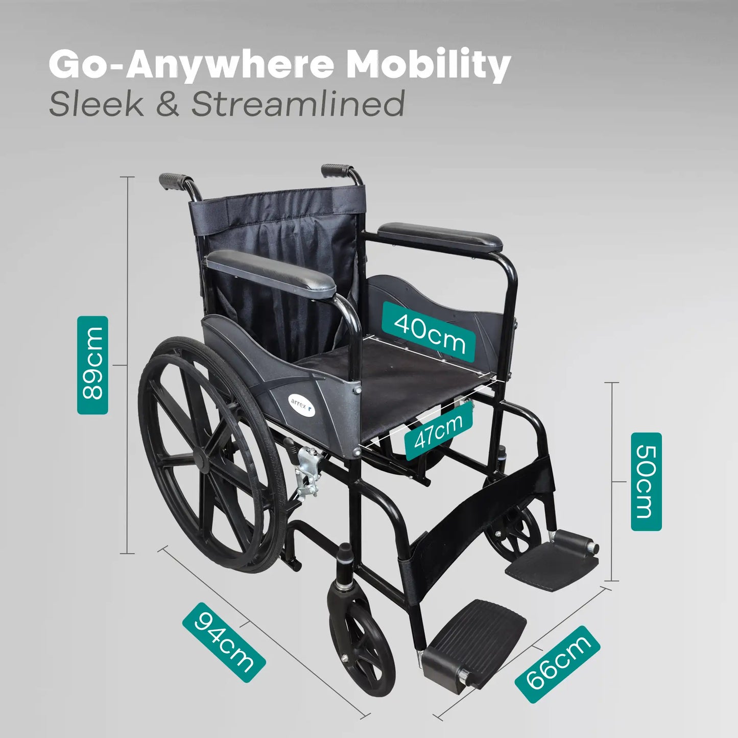 Foldable Steel Wheelchair with Solid Mag Wheels Arrex Beta