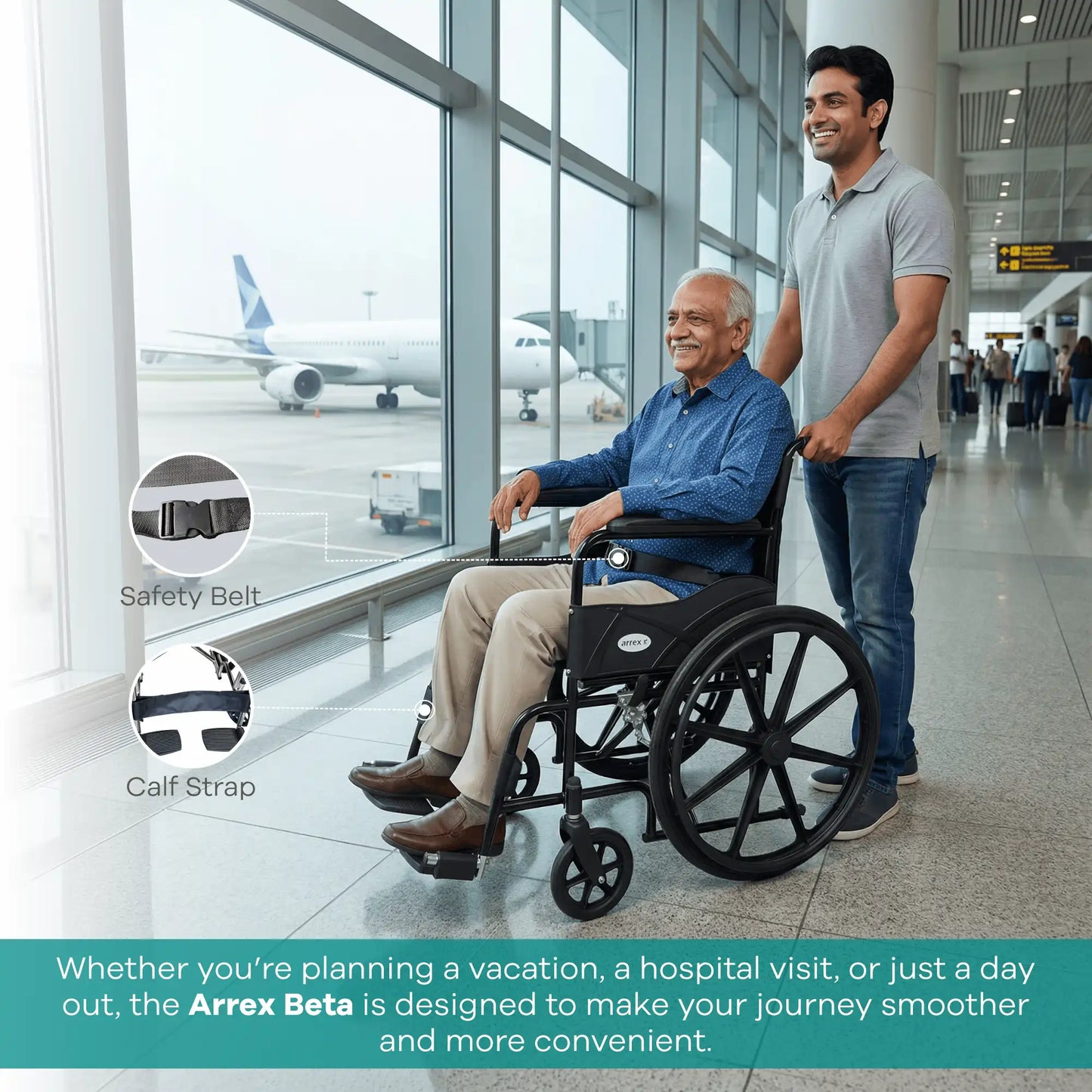 Foldable Steel Wheelchair with Solid Mag Wheels Arrex Beta