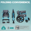 Basic Foldable Steel Wheelchair with Solid Mag Wheels Arrex Beta Blue