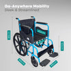 Basic Foldable Steel Wheelchair with Solid Mag Wheels Arrex Beta Blue