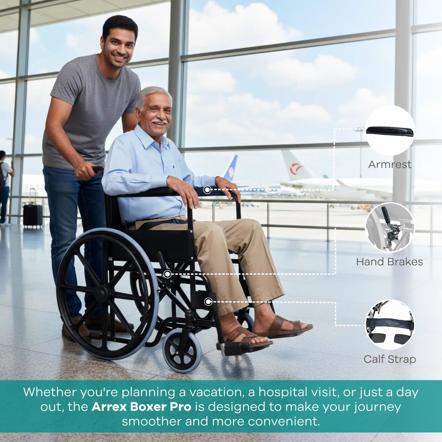 Foldable Steel Wheelchair with Mag Wheels Arrex Boxer Pro