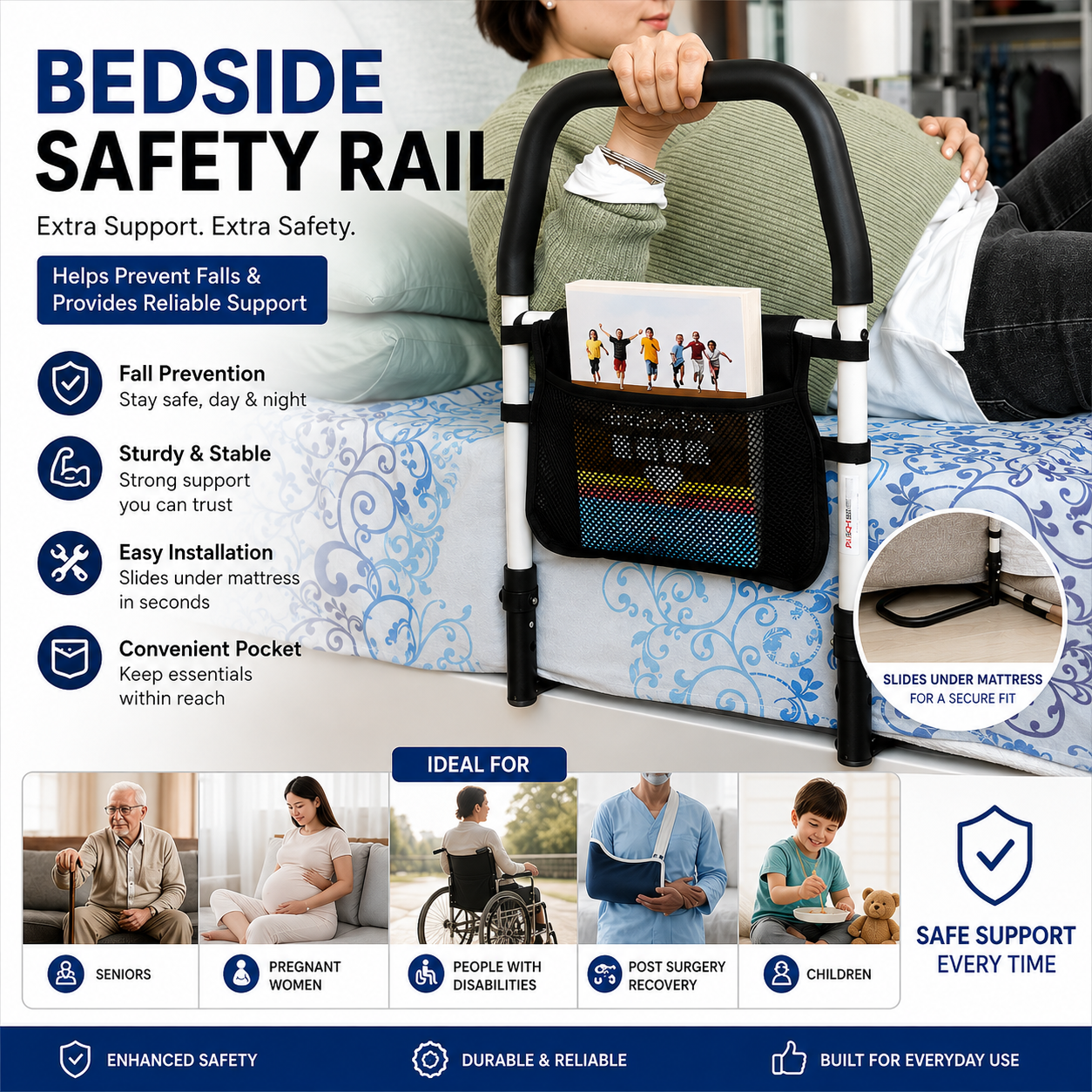 Arrex SR10 Adjustable Bed Safety Rail for Elderly & Patients