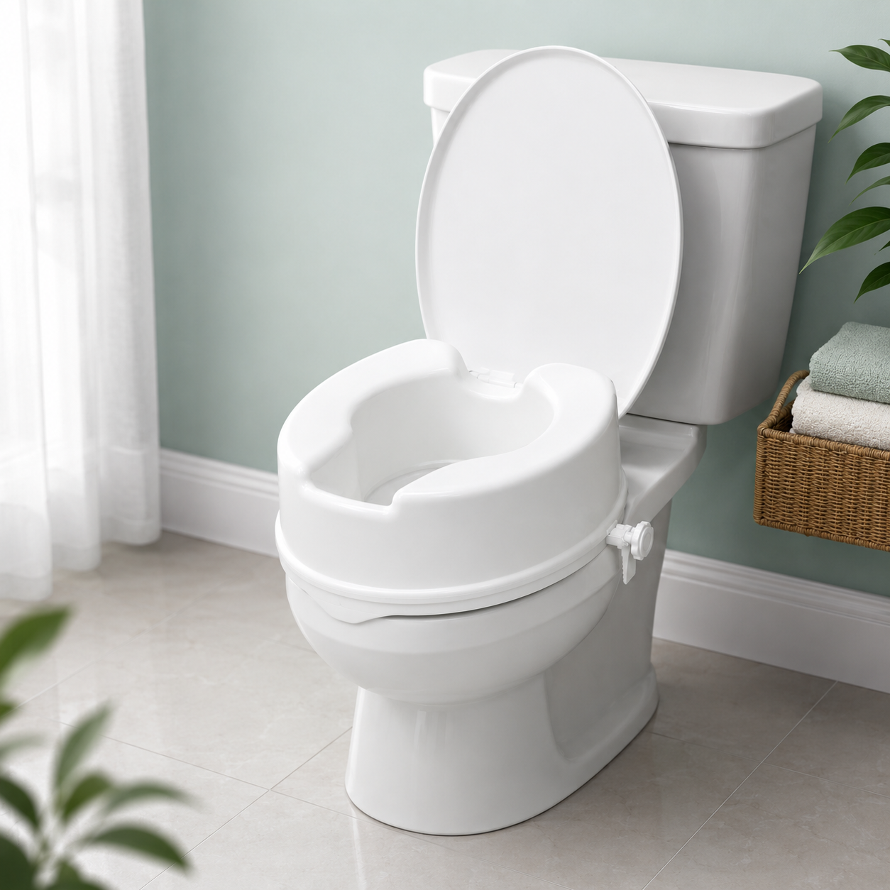 ARREX VA60 Comfort Commode Raiser 6 Inch Elevated Toilet Seat With Lid Portable, Lightweight, Washable & Antibacterial
