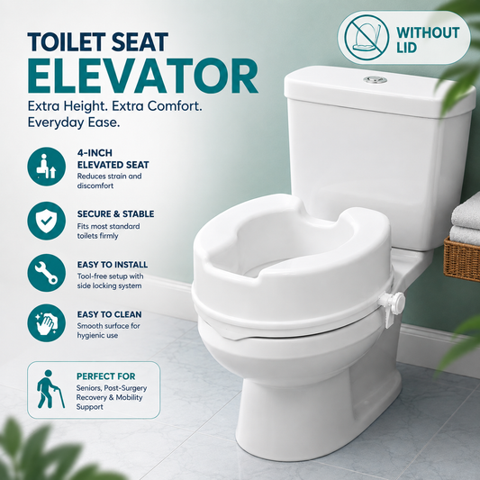 Comfort Commode Raiser 4 Inch Elevated Toilet Seat Portable, Lightweight VA40 Without Lid