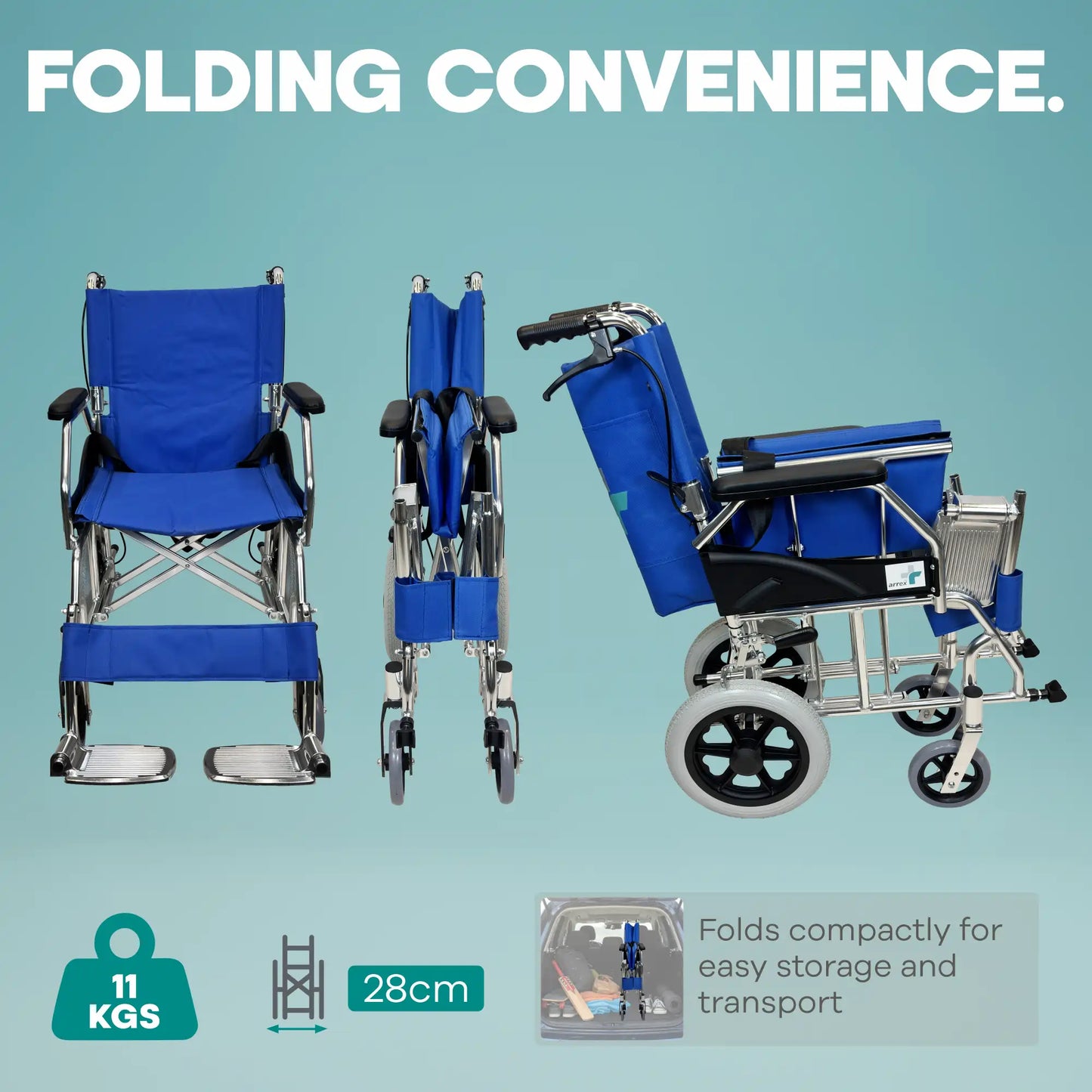 Manual Wheelchair with Durable Frame and Comfortable Seating ARREX CORD