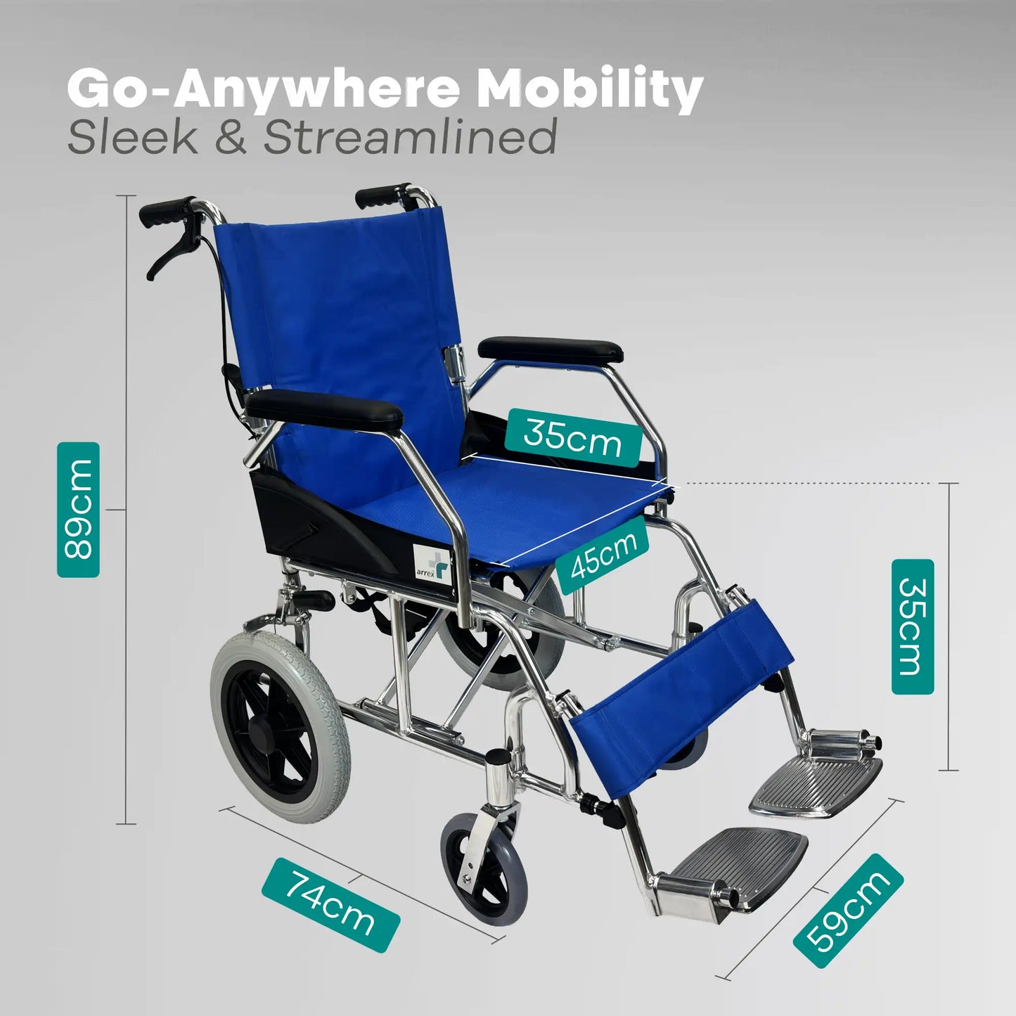 Manual Wheelchair with Durable Frame and Comfortable Seating ARREX CORD