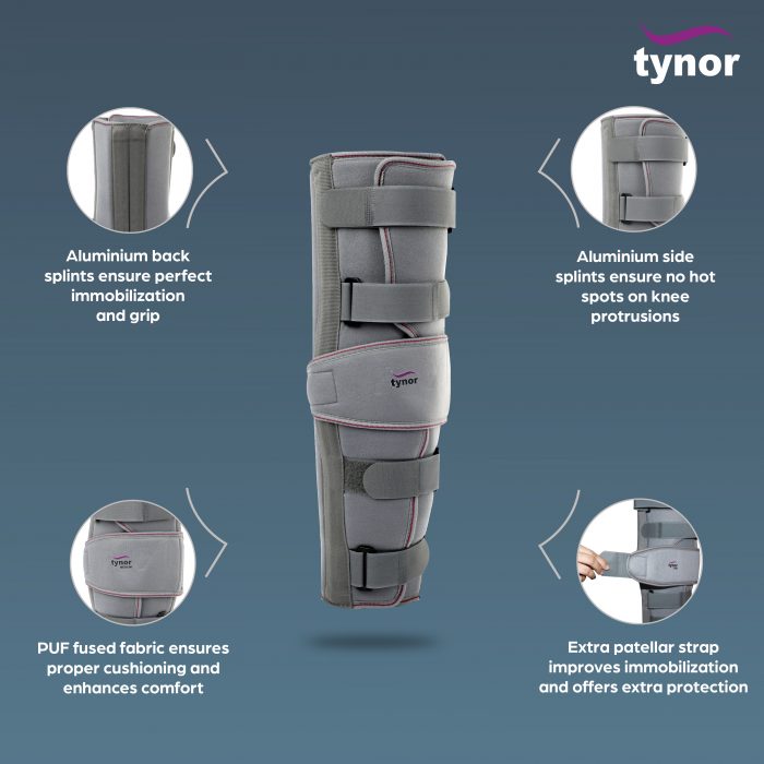 TYNOR D-28 KNEE IMMOBILISER 22″/56CM
