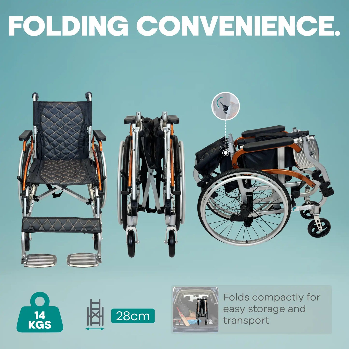 Premium Lightweight Aluminum Wheelchair with Attendant Brake ARREX DARIA