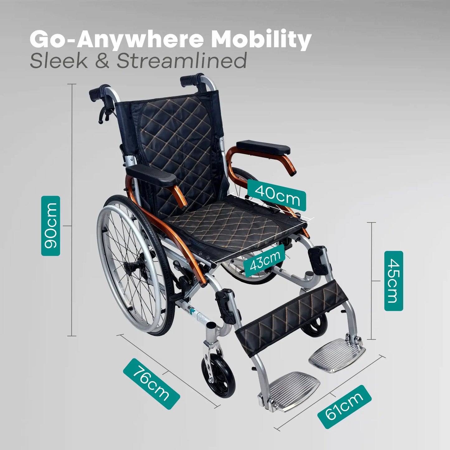 Premium Lightweight Aluminum Wheelchair with Attendant Brake ARREX DARIA