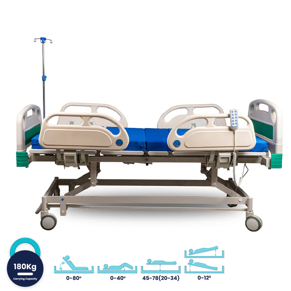 ARREX EXCELSIOR HOSPITAL BED - 5 FUNCTIONS ELECTRONIC BED, REMOTE ADJUSTMENT, INCLUDES MATTRESS, HEAVY-DUTY CASTORS WITH BRAKES