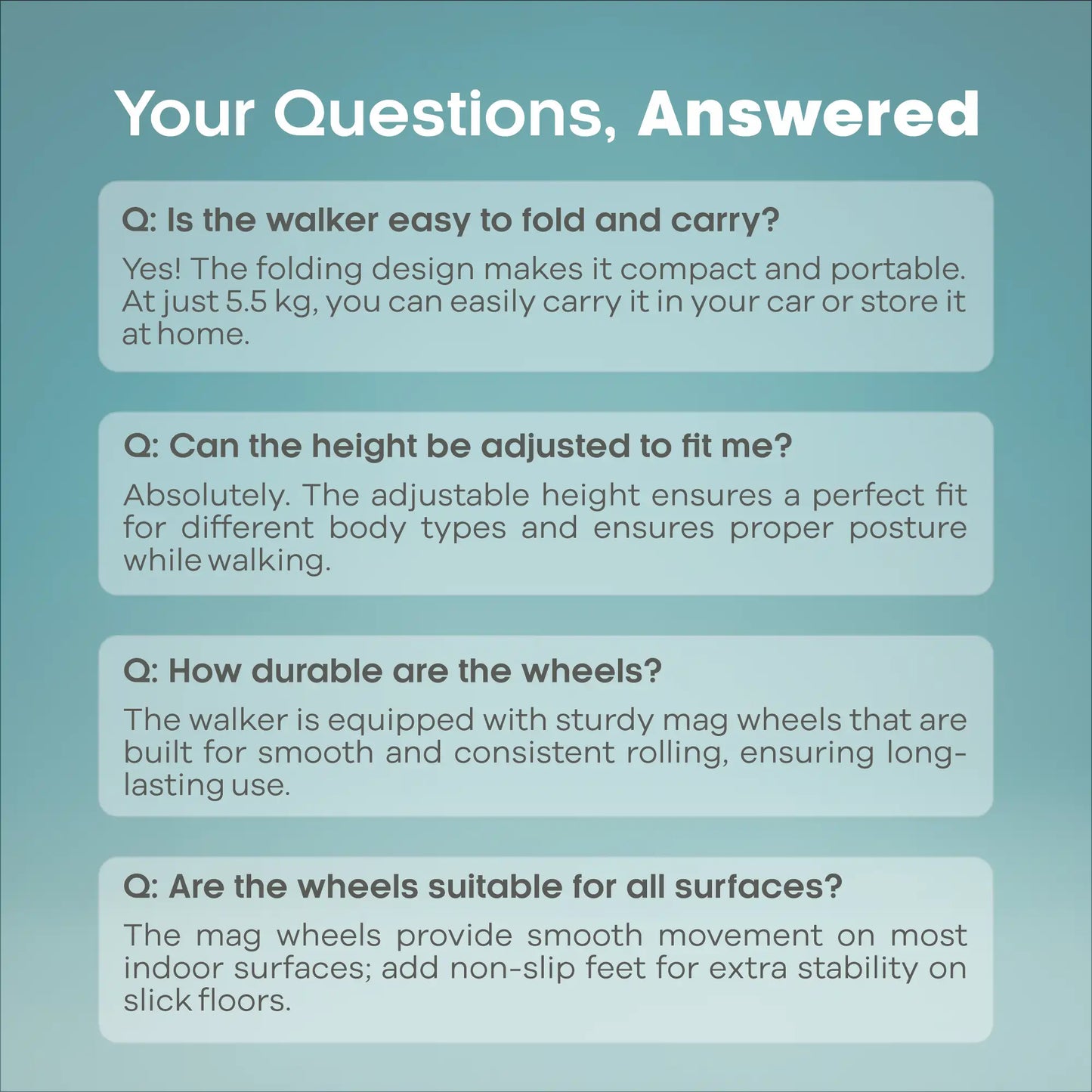 Front Wheel Light Weight Adjustable Height & Folding Walker for Adult - ARREX M30