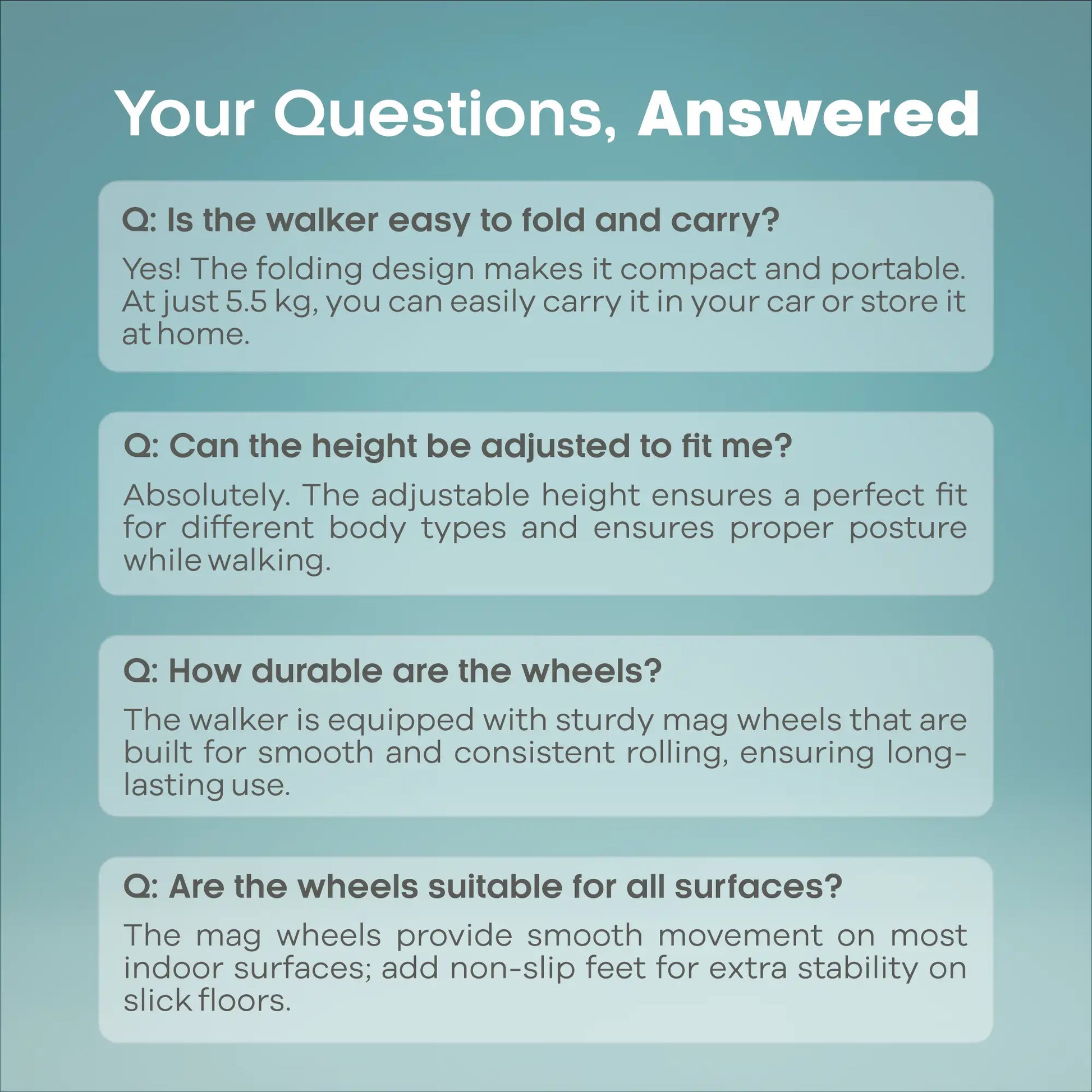 Front Wheel Light Weight Adjustable Height & Folding Walker for Adult - ARREX M30