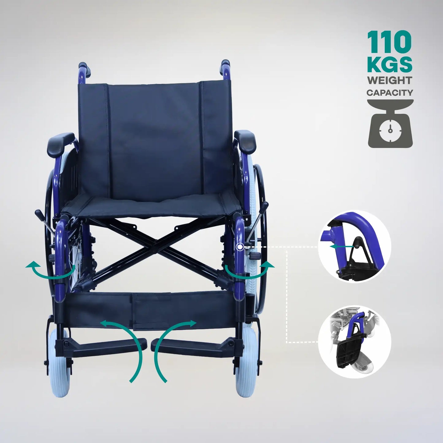 Lightweight Foldable Aluminum Wheelchair with Hand Brakes Arrex Harvey