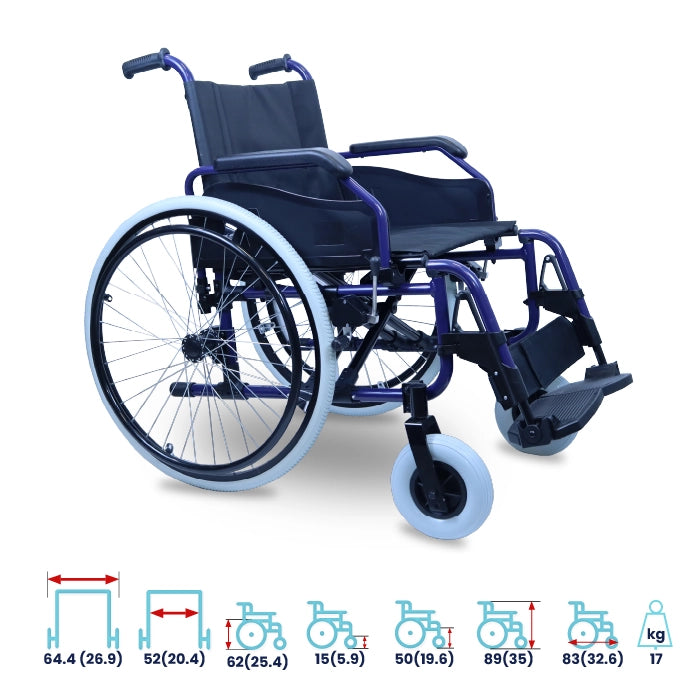 Harvey Lightweight Foldable Aluminum Wheelchair with Hand Brakes
