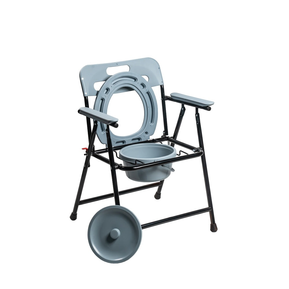 Foldable Steel Commode Chair with Backrest & Pot Attached Arrex V20