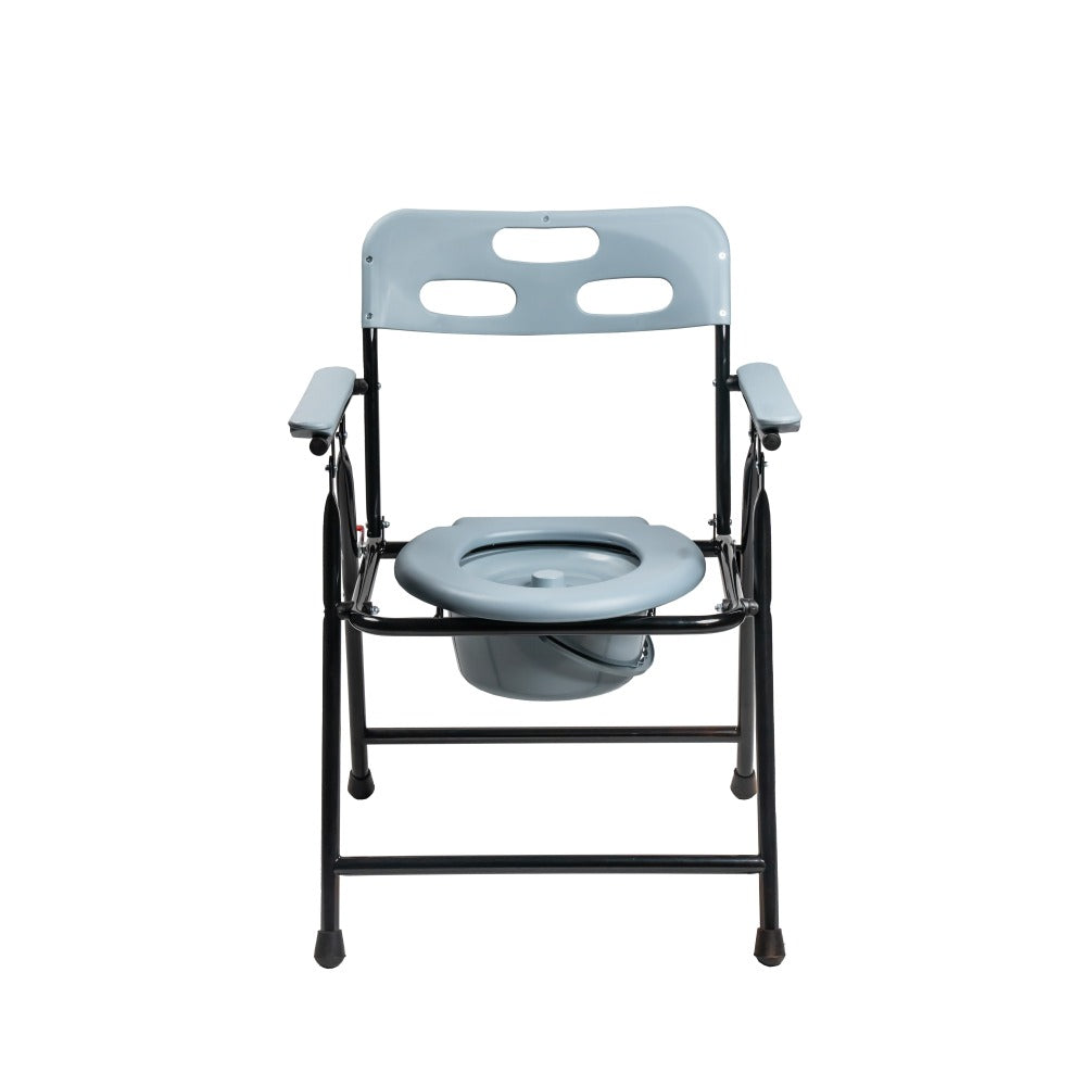 Foldable Steel Commode Chair with Backrest & Pot Attached Arrex V20