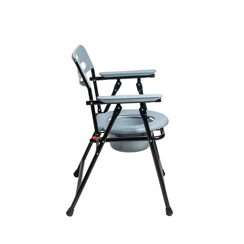 Foldable Steel Commode Chair with Backrest & Pot Attached Arrex V20