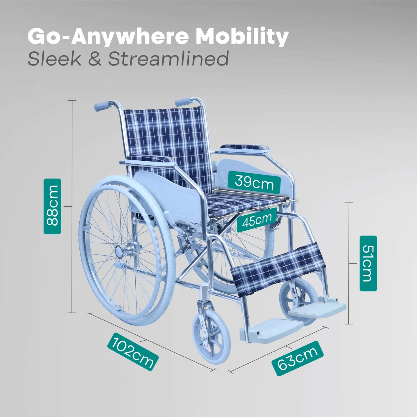Lightweight Foldable Aluminum Wheelchair with Hand Brakes Arrex Joel