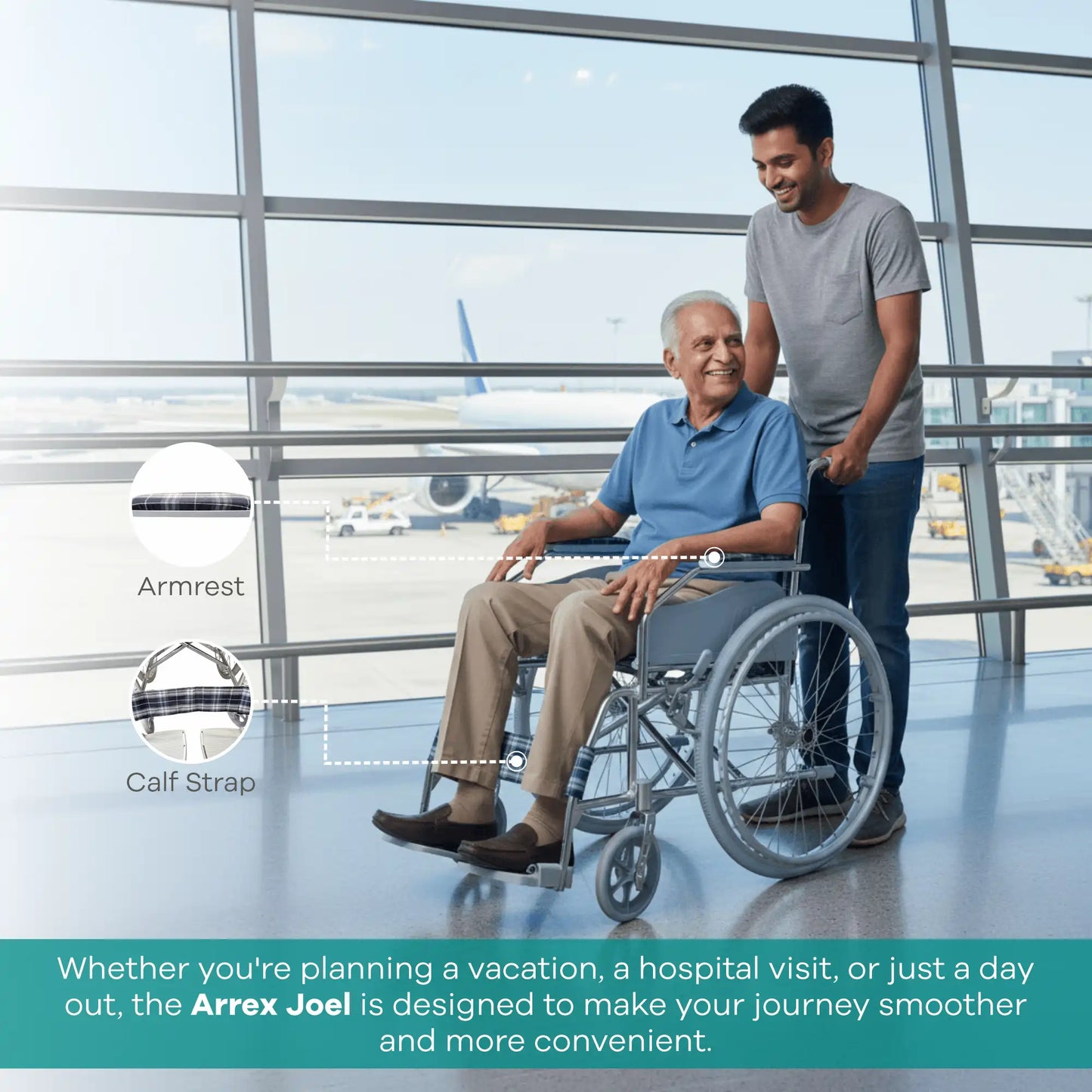 Lightweight Foldable Aluminum Wheelchair with Hand Brakes Arrex Joel