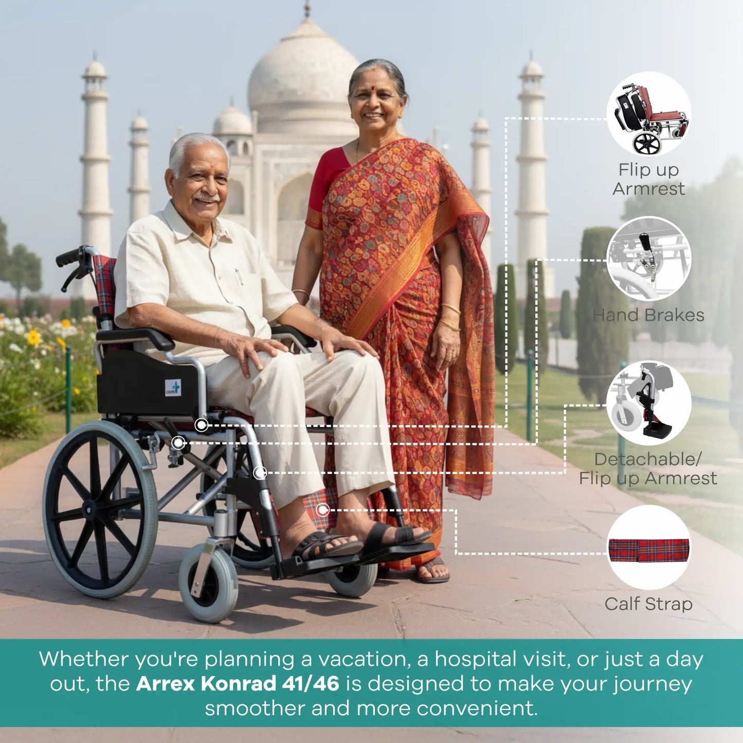 Lightweight Premium Aluminium Wheelchair for Comfort Arrex Konard