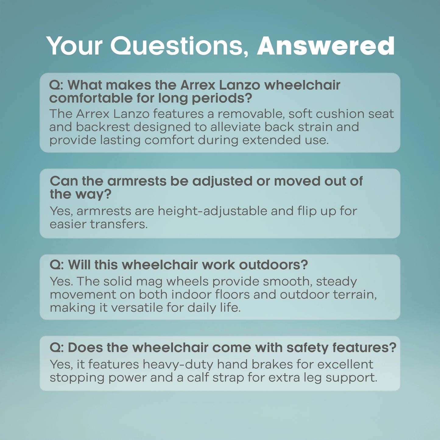 Premium Aluminium Wheelchair with Heavy Duty Brakes Lanzo