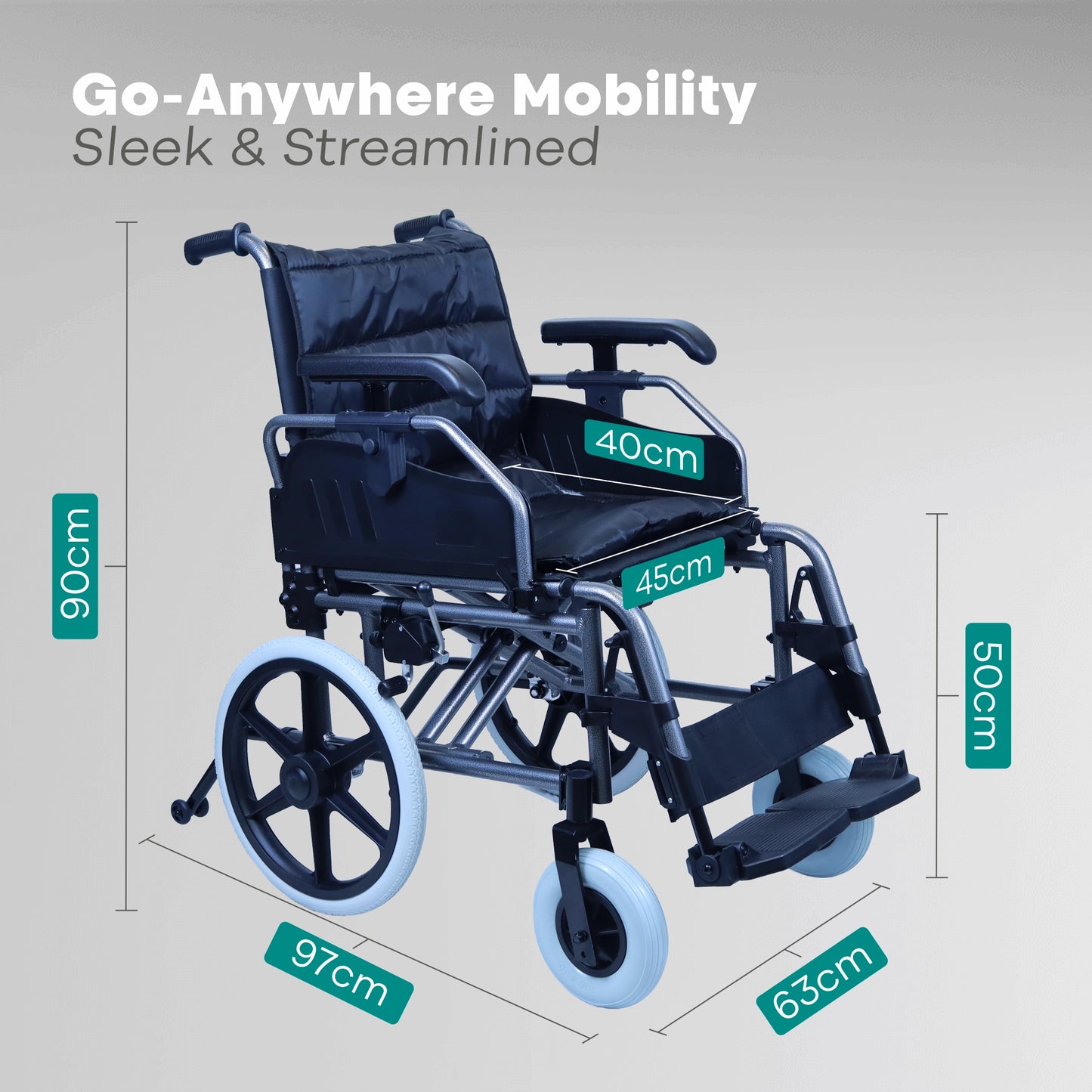 Premium Aluminium Wheelchair with Heavy Duty Brakes Lanzo