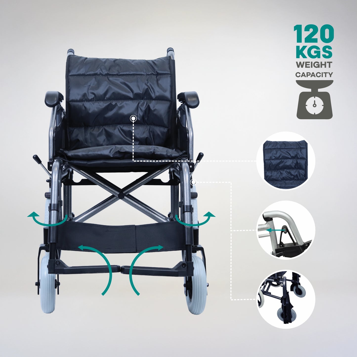 Premium Aluminium Wheelchair with Heavy Duty Brakes Lanzo