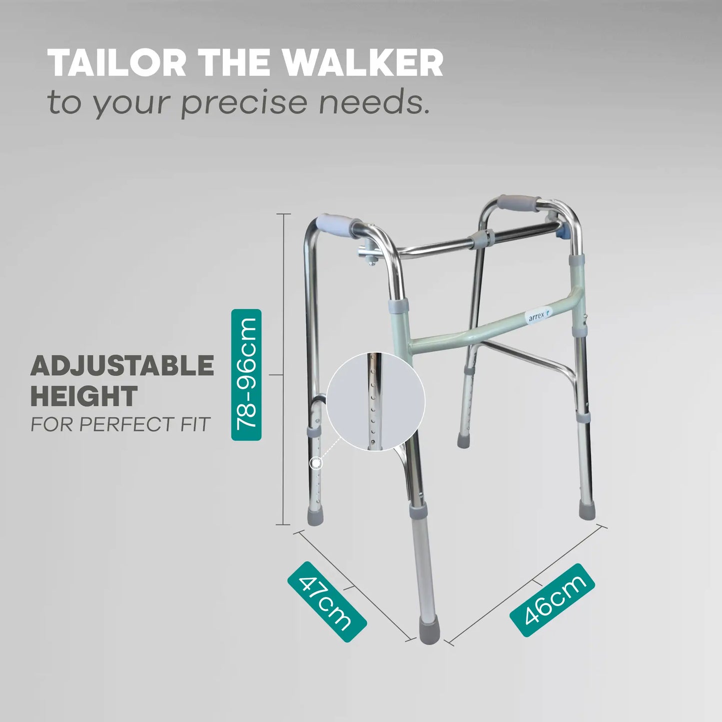 Lightweight Adjustable Folding Walker with Zig-Zag Mode Arrex M60