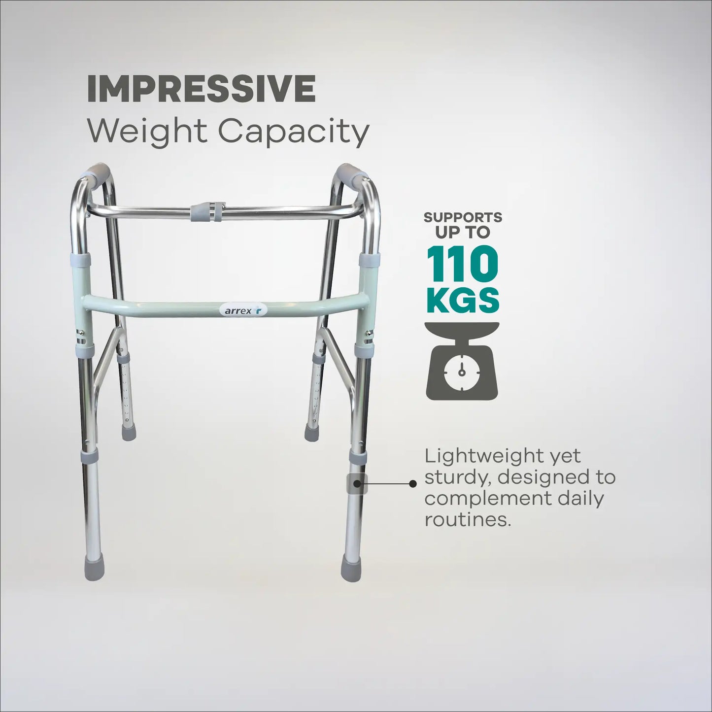 Lightweight Adjustable Folding Walker with Zig-Zag Mode Arrex M60