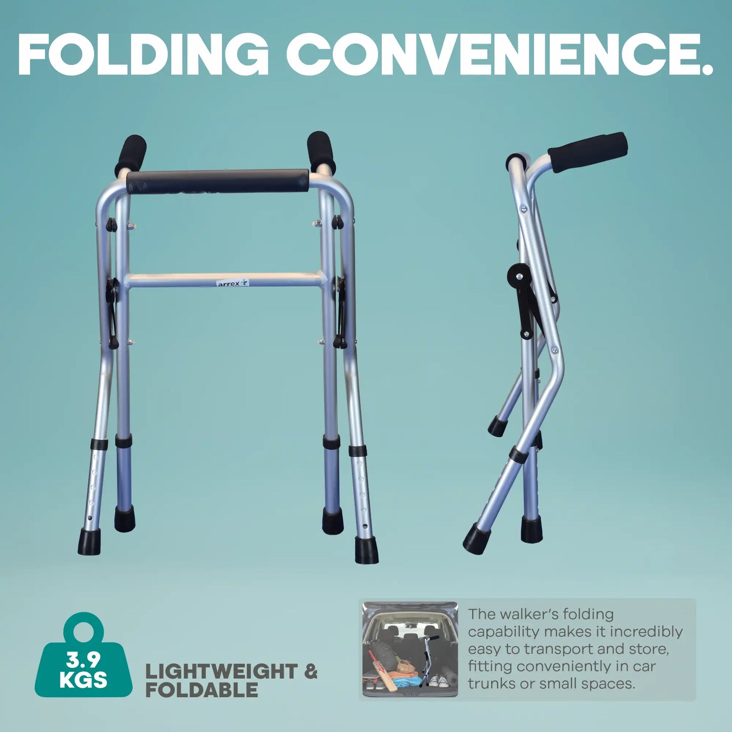 Adjustable Foldable Kids Walker with Lightweight Aluminum Frame Arrex MC50