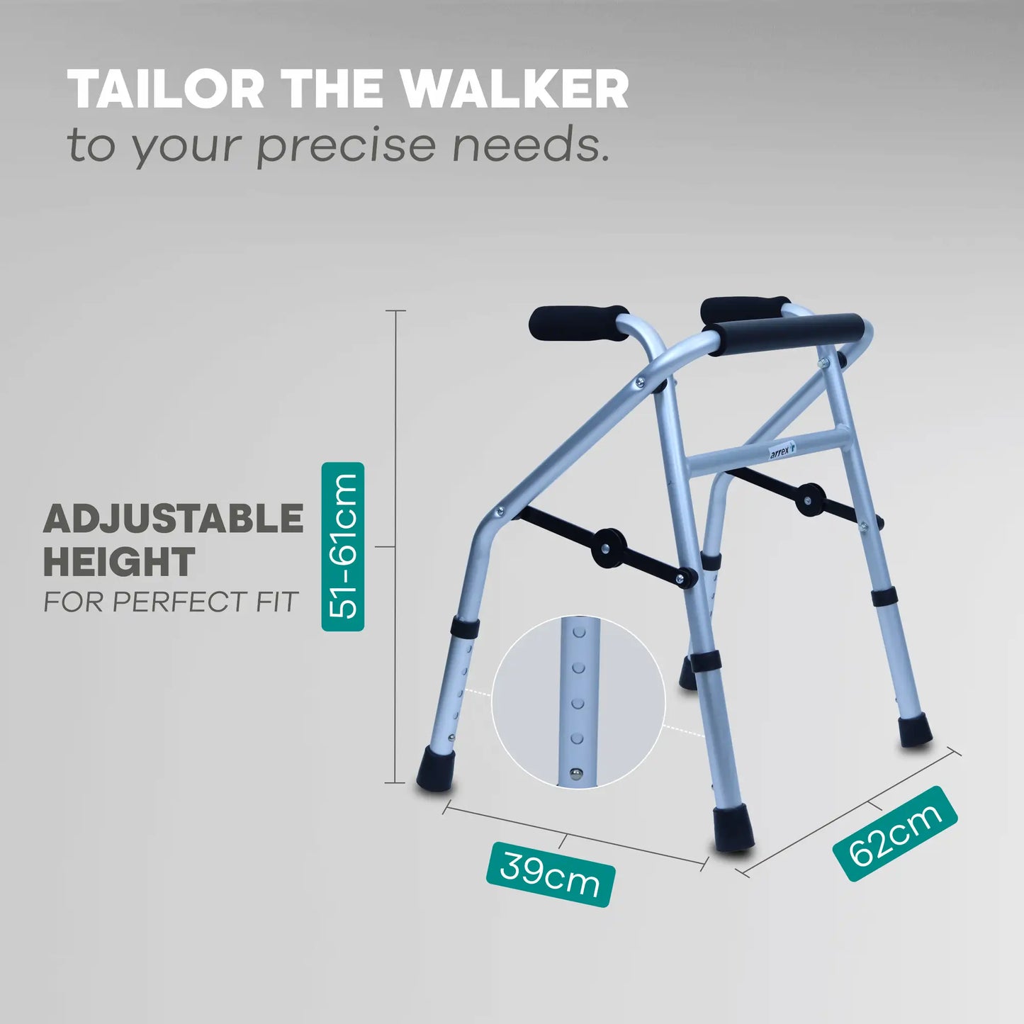 Adjustable Foldable Kids Walker with Lightweight Aluminum Frame Arrex MC50