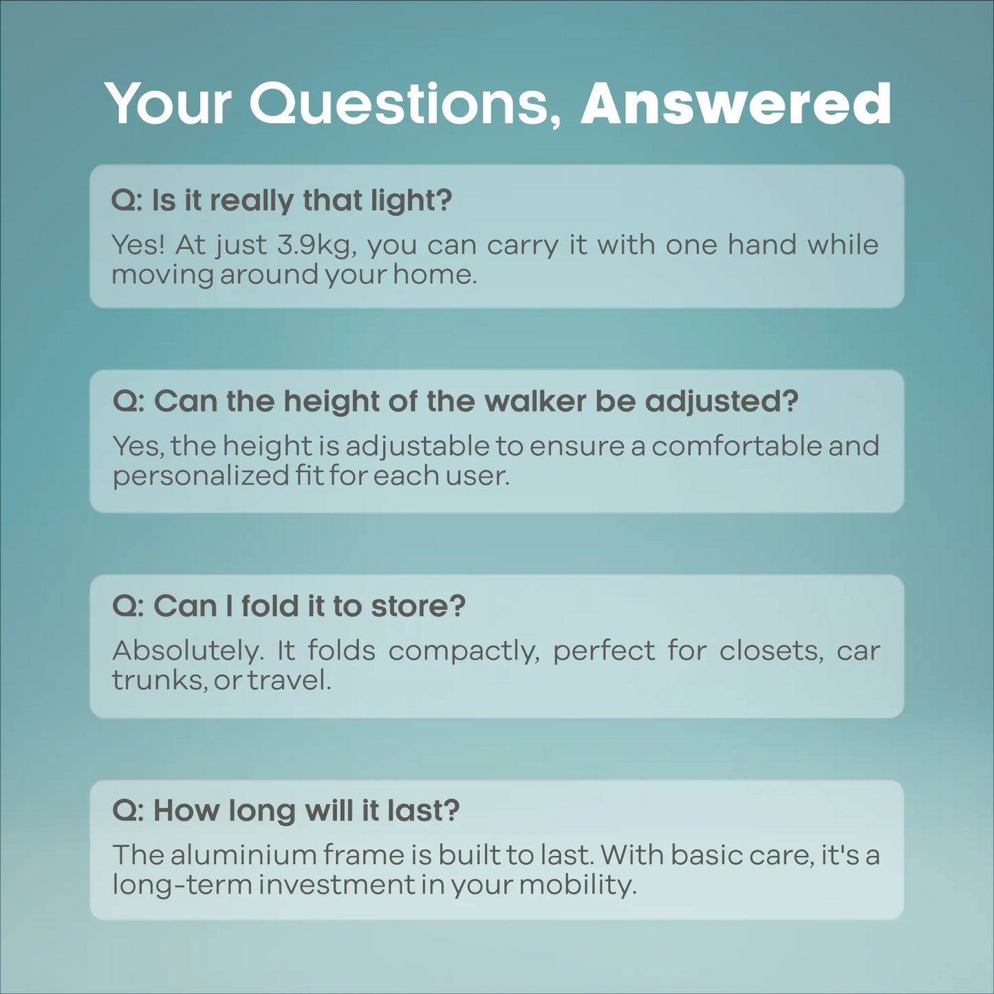 Adjustable Foldable Kids Walker with Lightweight Aluminum Frame Arrex MC50