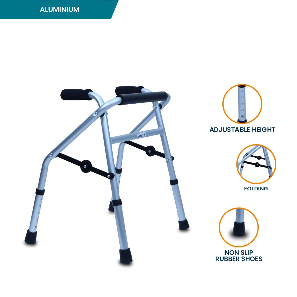 ARREX MC50 WALKER - ALUMINUM FRAME, FOLDING, ADJUSTABLE FOR CONVENIENT MOBILITY