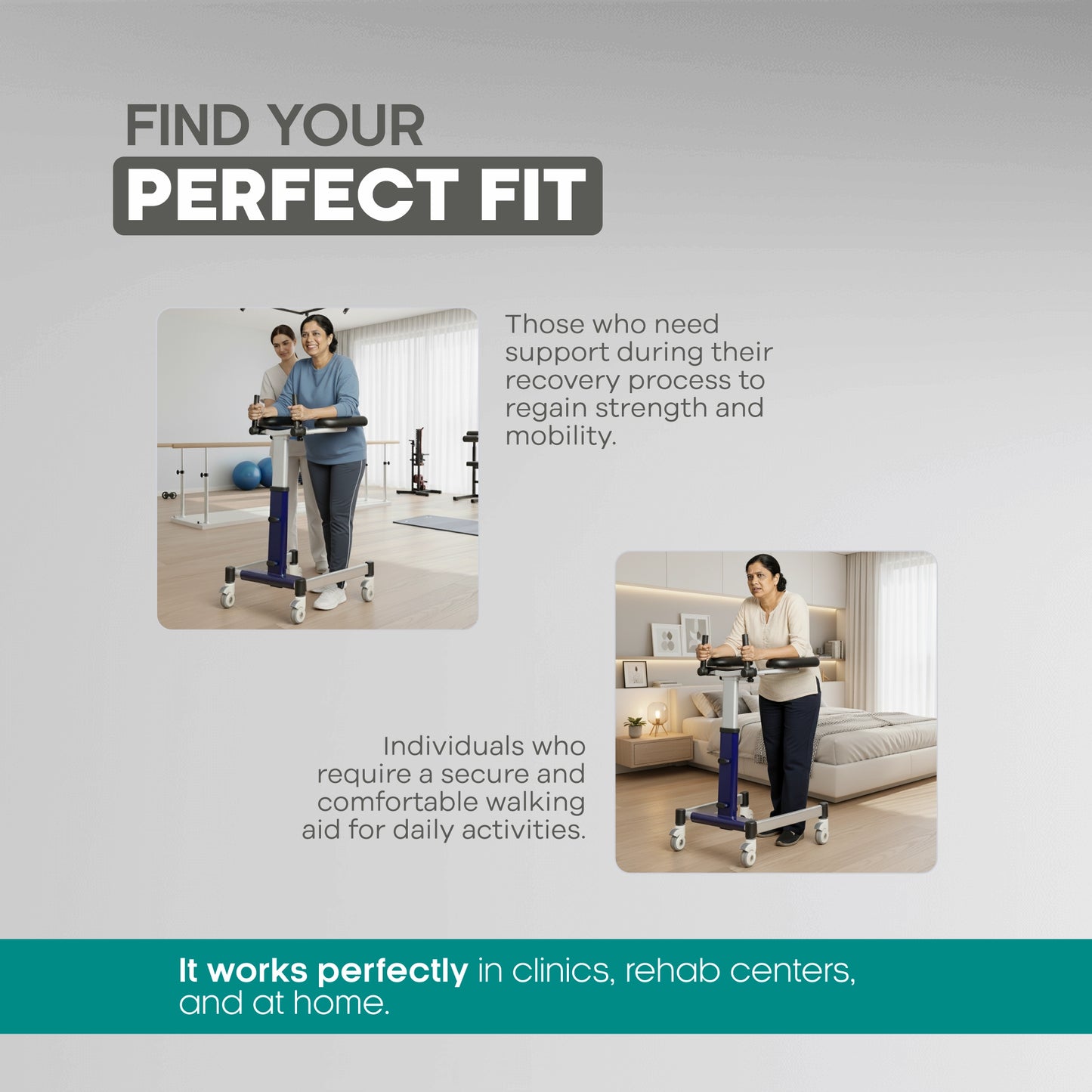 Adjustable Physio Walker with Arm Support & Brakes ARREX MP10