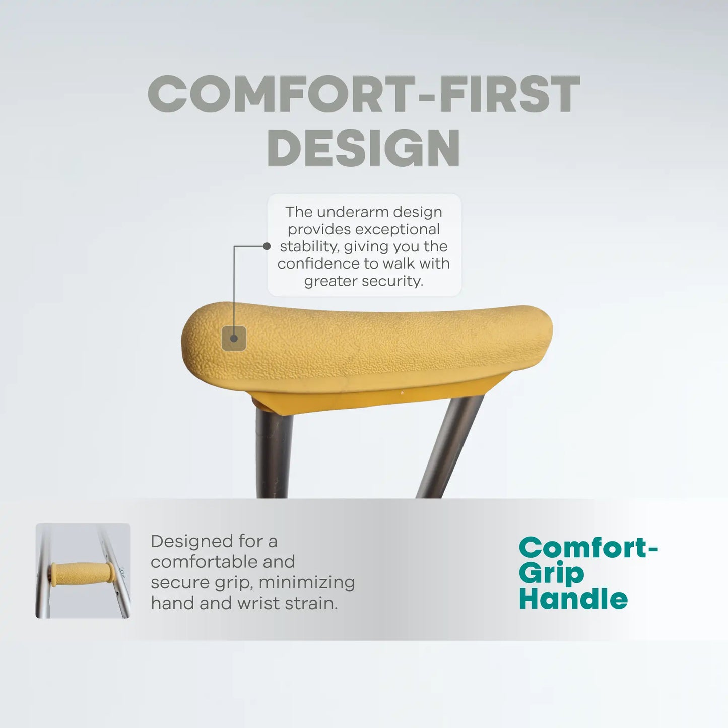 Under Arm Auxillary Crutch Single Height Adjustable Walking Stick - ARREX MS160