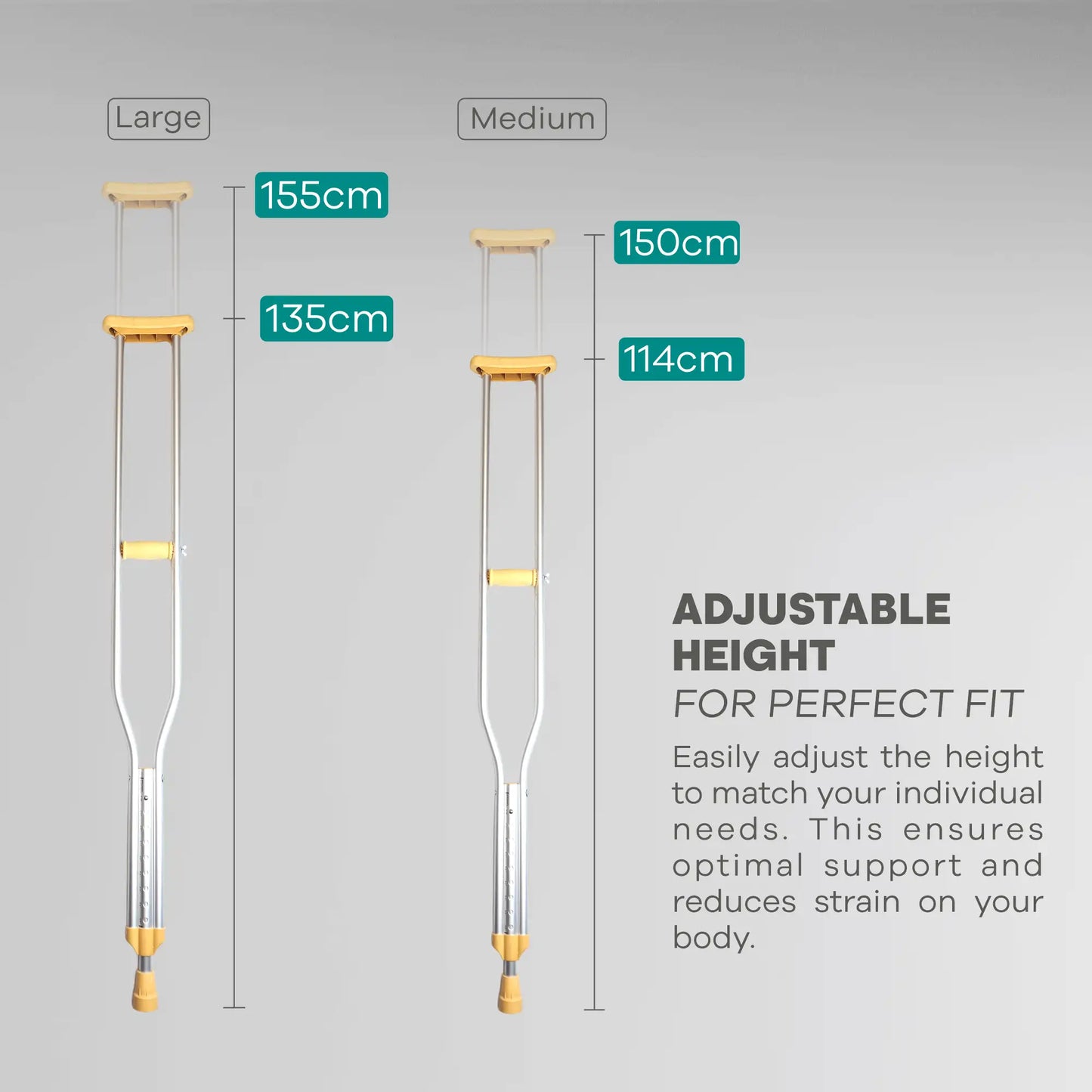 Under Arm Auxiliary Crutch Single Height Adjustable ARREX MS160 (Set of 2)