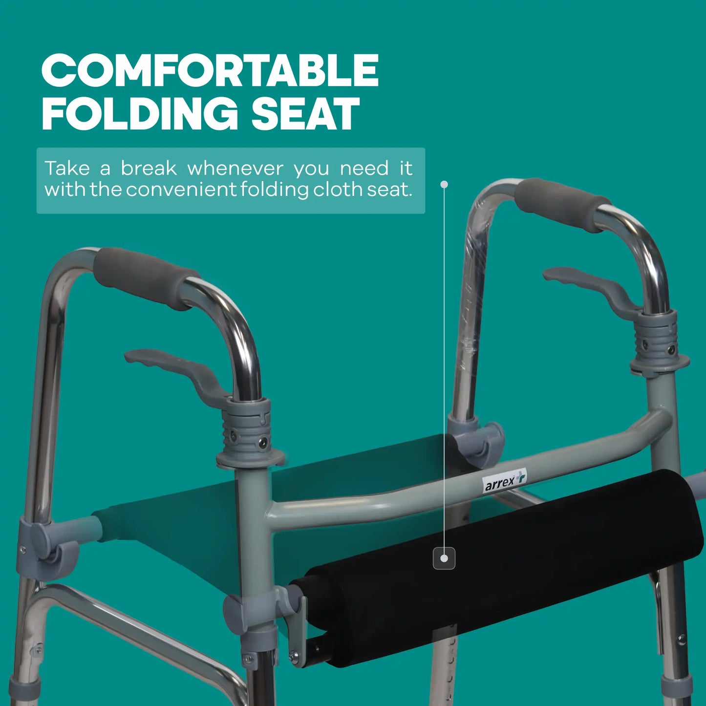 Strong Folding Walker with Seat, Easy to Adjust Height - ARREX M20