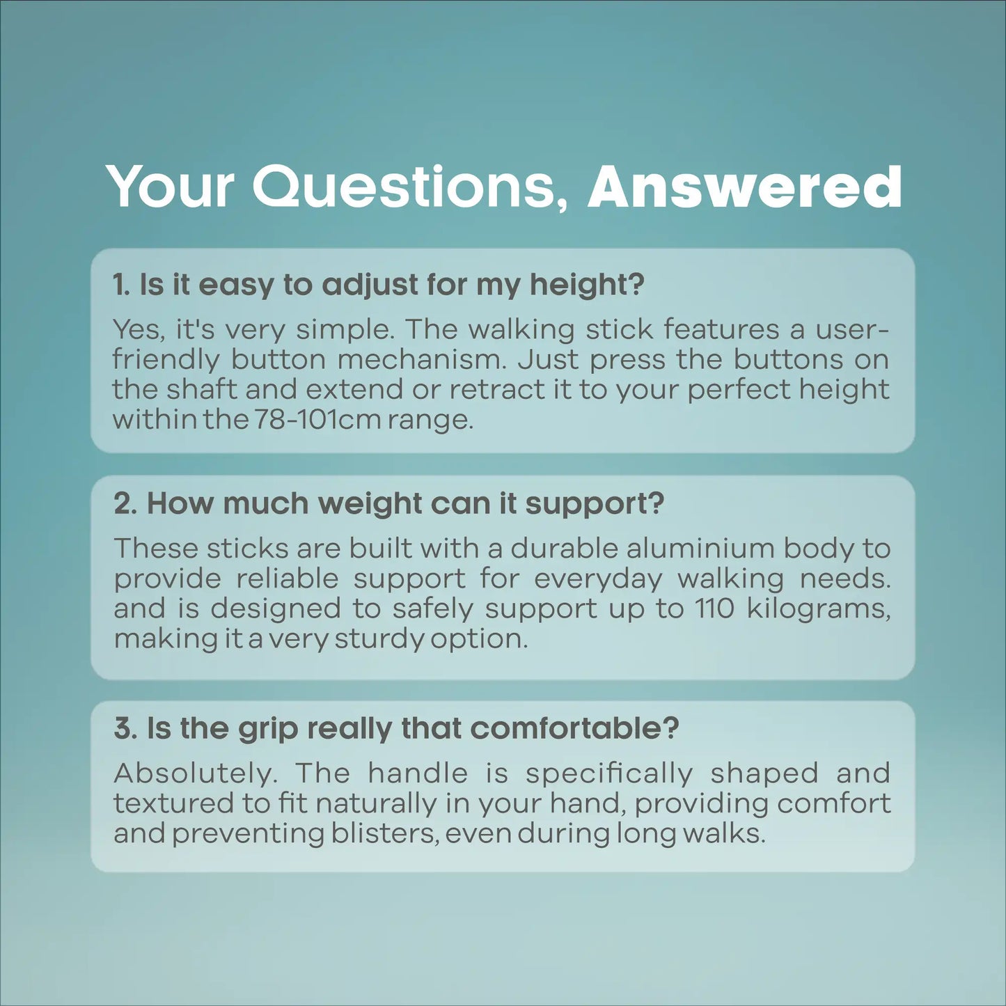 Adjustable Height Walking Stick - Anti Skid - ARREX MS210