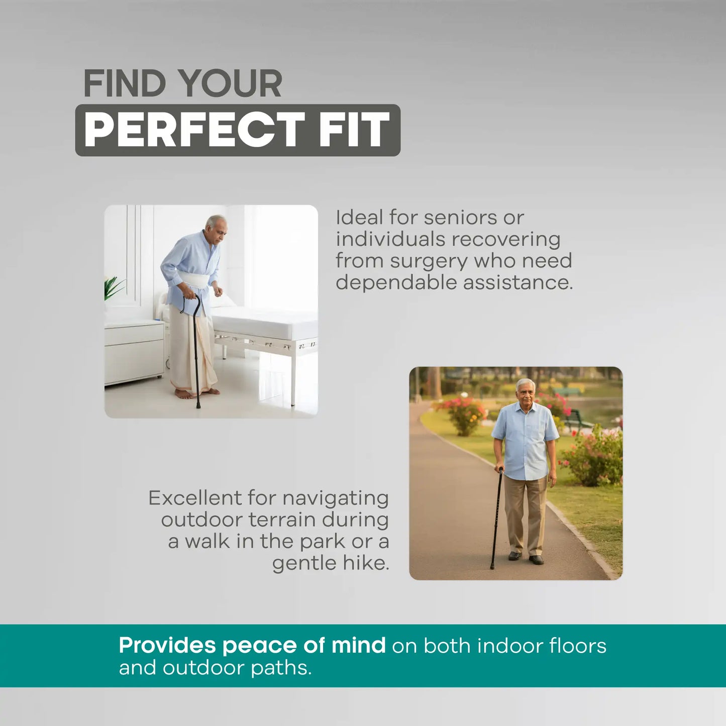 Adjustable Height Walking Stick - Anti Skid - ARREX MS210