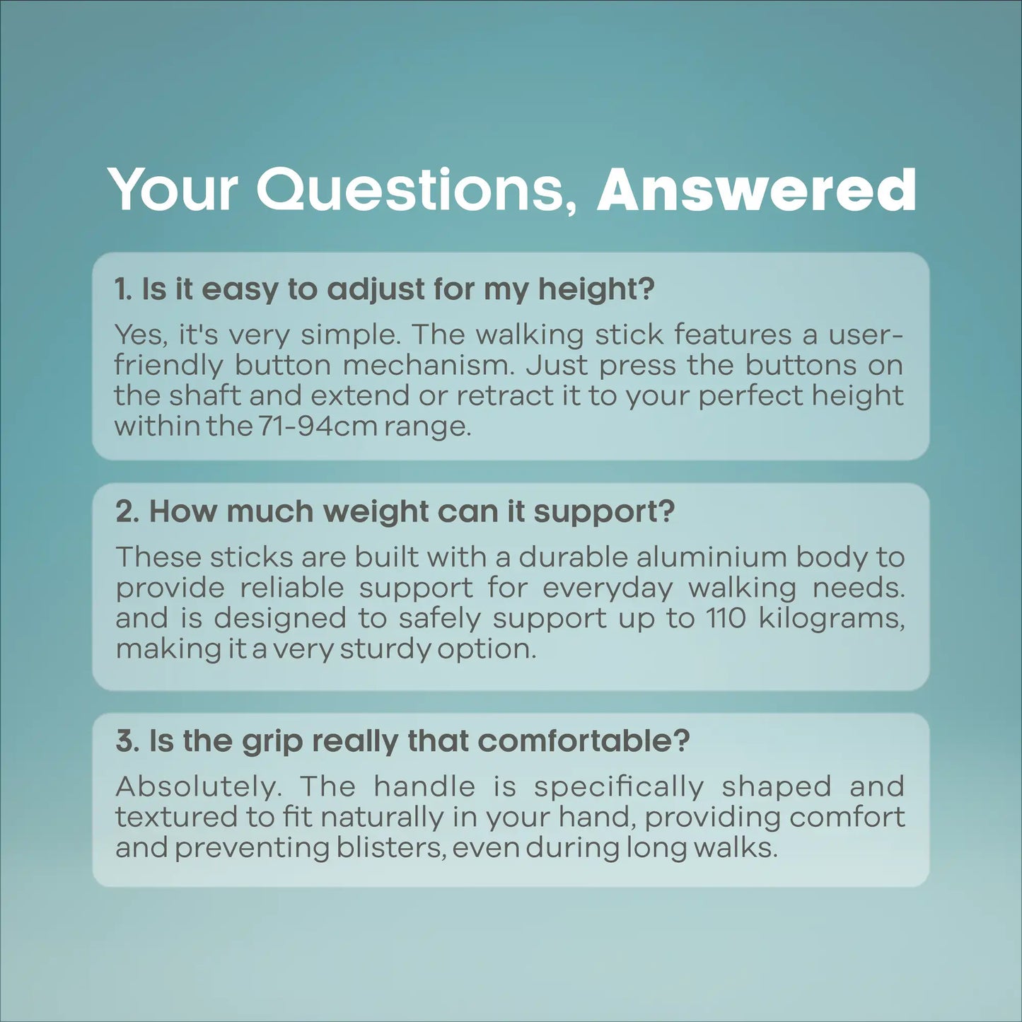 Adjustable Height Walking Stick - ARREX MS30