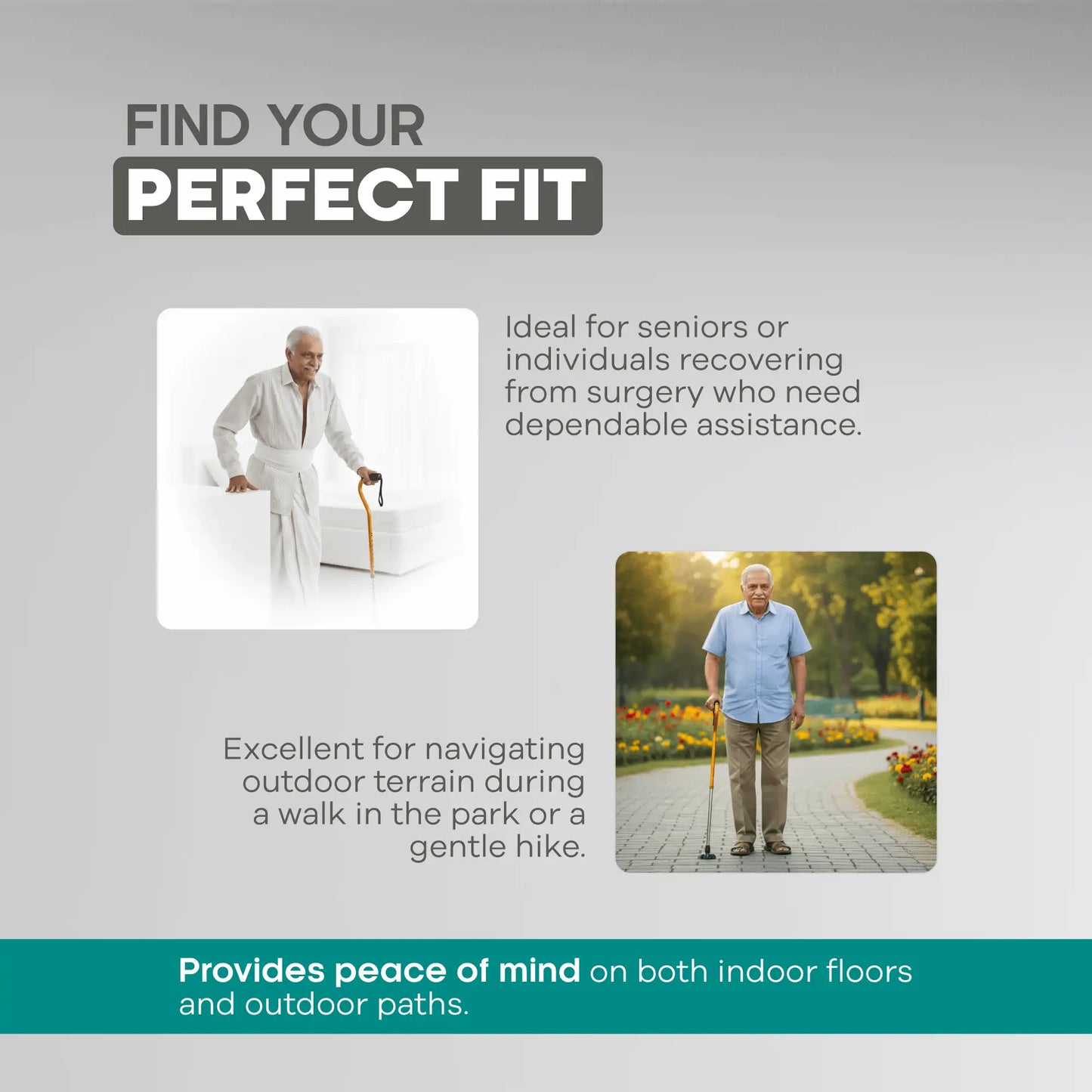 Quadripod Adjustable Height Walking Stick - Anti Skid - ARREX MS310