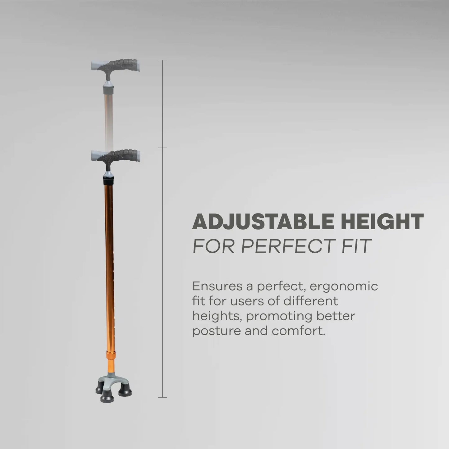 Tripod/3 Leg Adjustable Height Walking Stick - Anti Skid - ARREX MS340