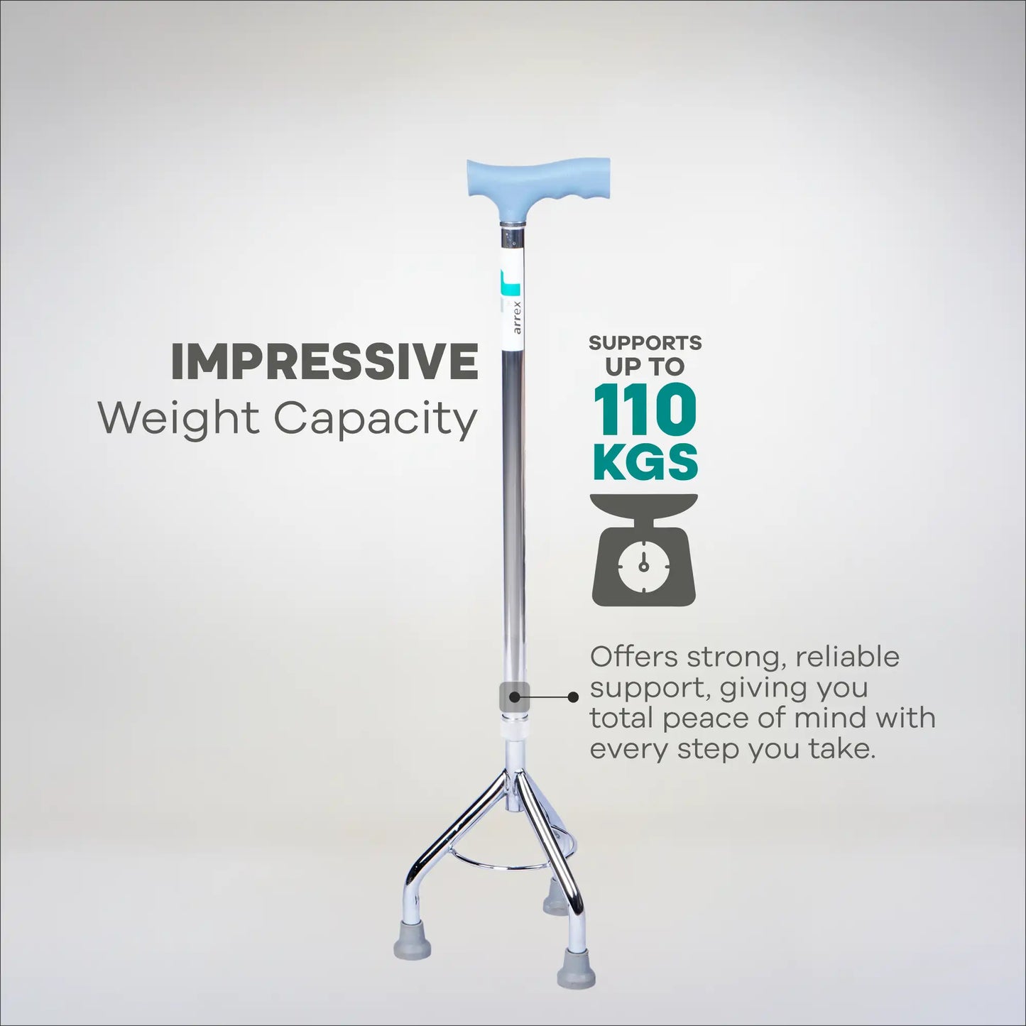 Tripod/3 Leg Adjustable Height Walking Stick - Anti Skid - ARREX MS340