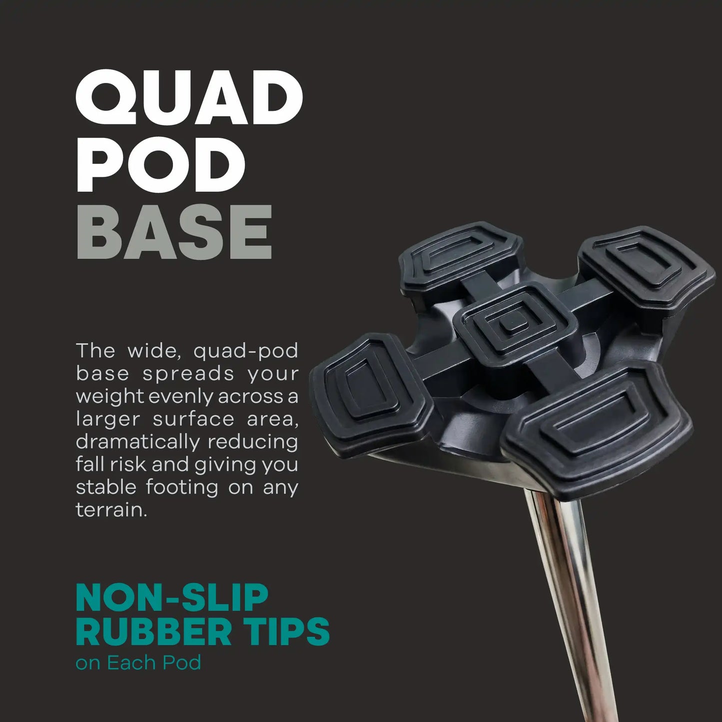 Ergonomic Adjustable Height Quadripod Walking Stick - Anti Skid - ARREX MS350