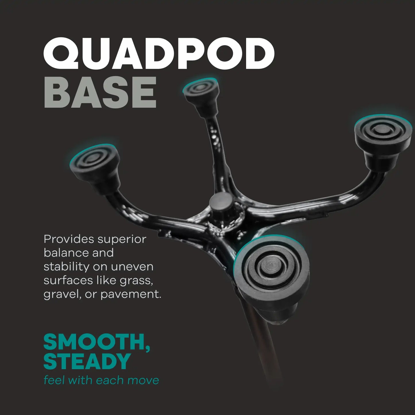 Lightweight Quad-Base Adjustable Walking Stick for Support ARREX MS360 AL